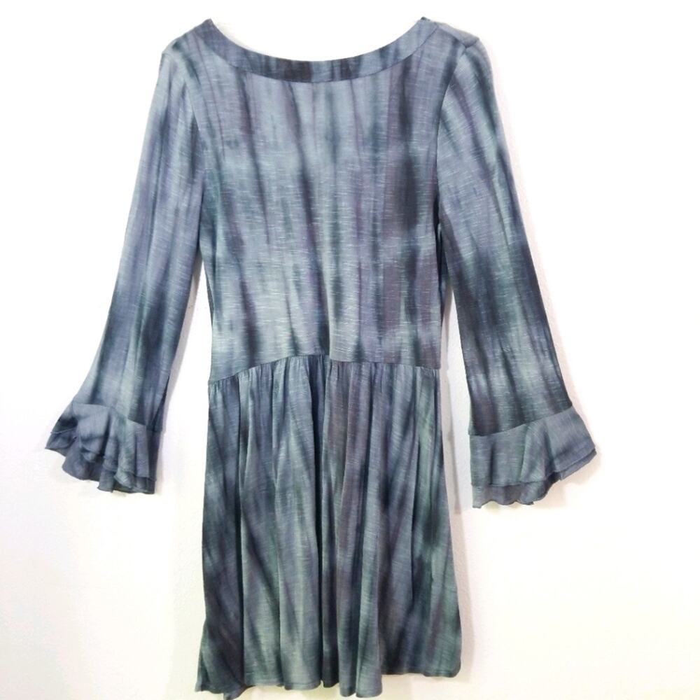 Free People embroidered tie dye bell sleeve dress M - Picture 7 of 9